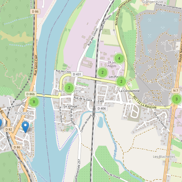 Carte des parkings à Andancette Thumbnail