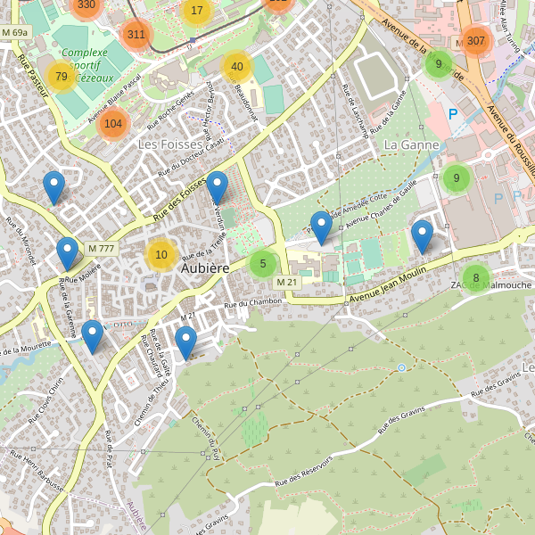 Carte des parkings à Aubière Thumbnail