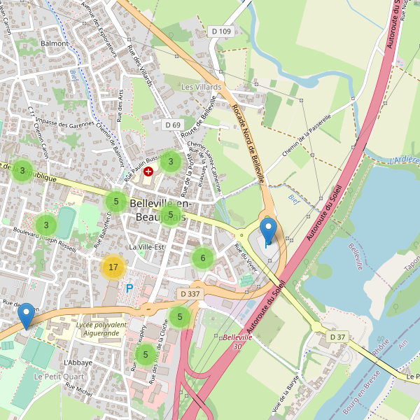 Carte des parkings à Belleville-en-Beaujolais (Rhône) Thumbnail