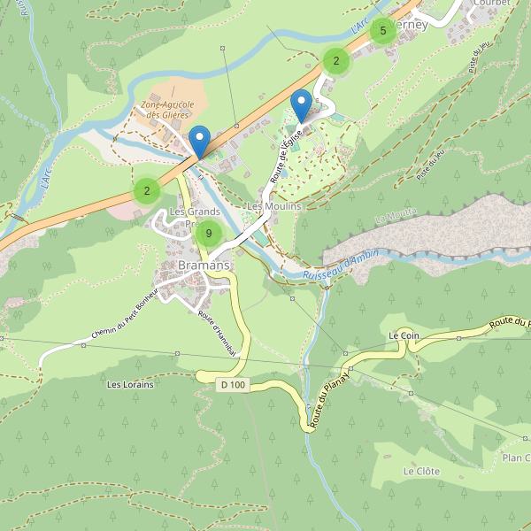 Carte des parkings à Bramans Thumbnail