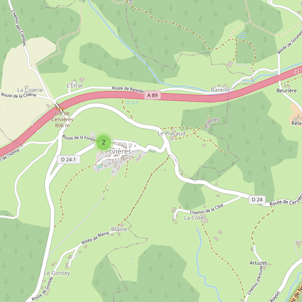 Carte des parkings à Cervières (Loire) Thumbnail