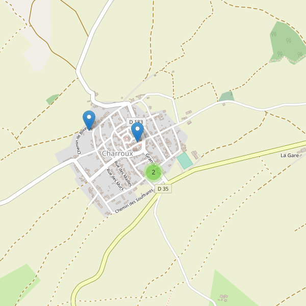Carte des parkings à Charroux (Allier) Thumbnail