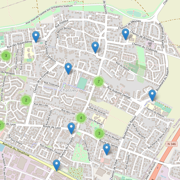 Carte des parkings à Chassieu (Métropole de Lyon) Thumbnail
