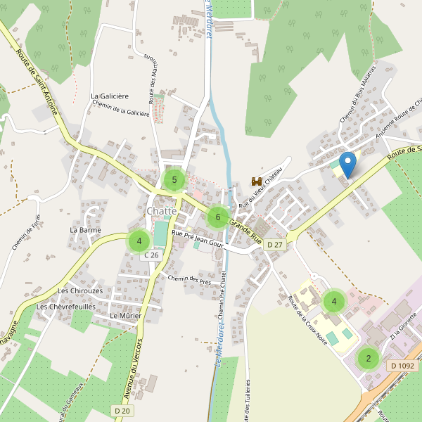 Carte des parkings à Chatte Thumbnail