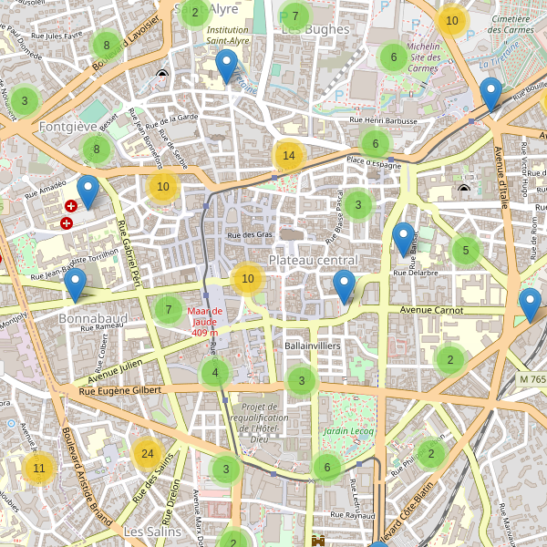 Thumbnail Carte des parkings à Clermont-Ferrand