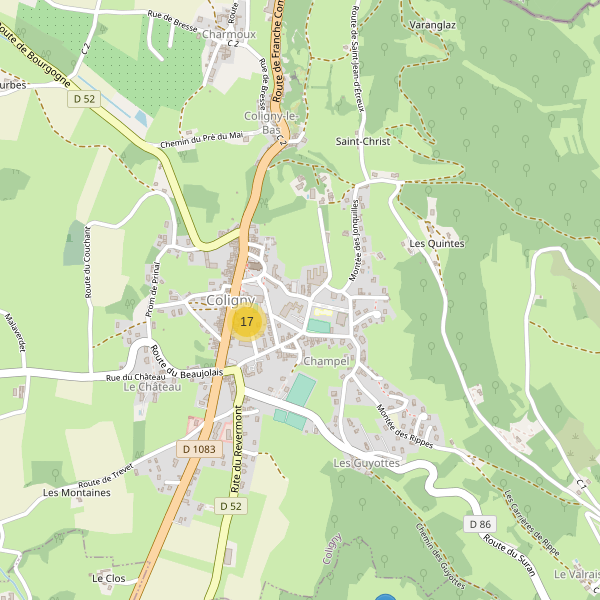 Carte des parkings à Coligny (Ain) Thumbnail