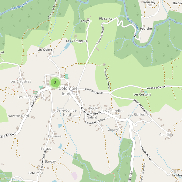 Carte des parkings à Colombier-le-Vieux Thumbnail