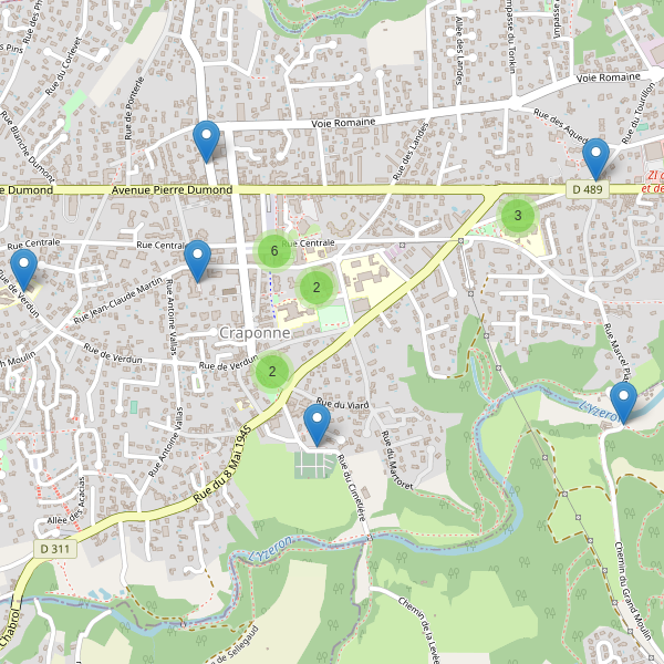 Carte des parkings à Craponne (Métropole de Lyon) Thumbnail