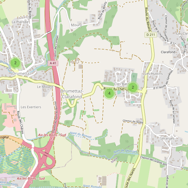 Carte des parkings à Drumettaz-Clarafond Thumbnail