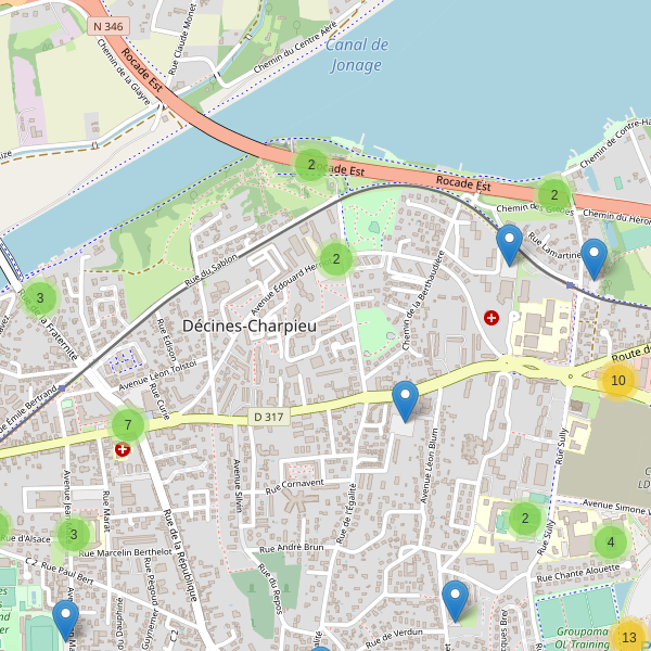 Carte des parkings à Décines-Charpieu (Métropole de Lyon) Thumbnail