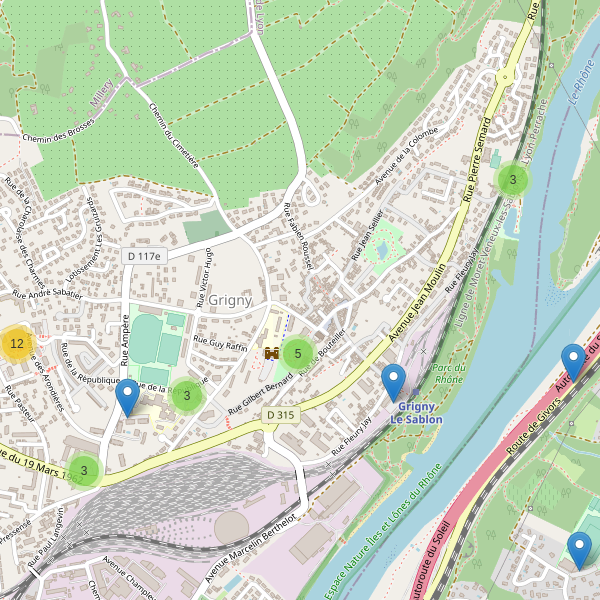 Carte des parkings à Grigny (Métropole de Lyon) Thumbnail
