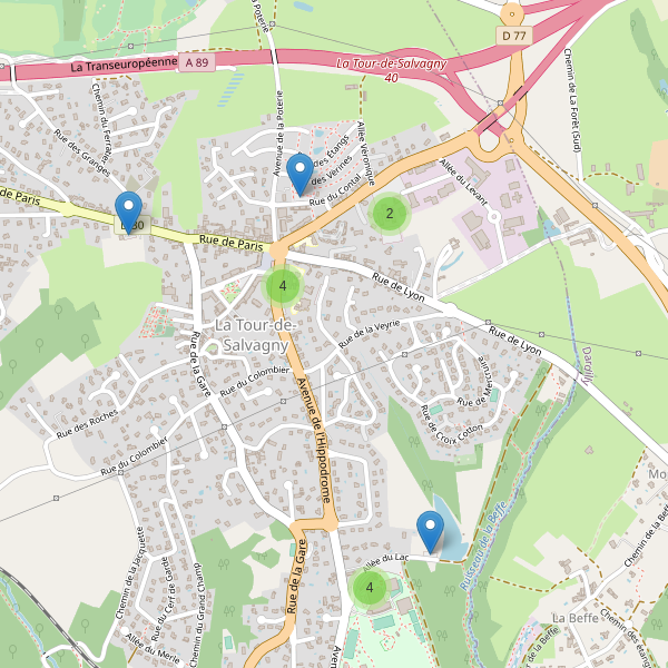 Carte des parkings à La Tour-de-Salvagny (Métropole de Lyon) Thumbnail