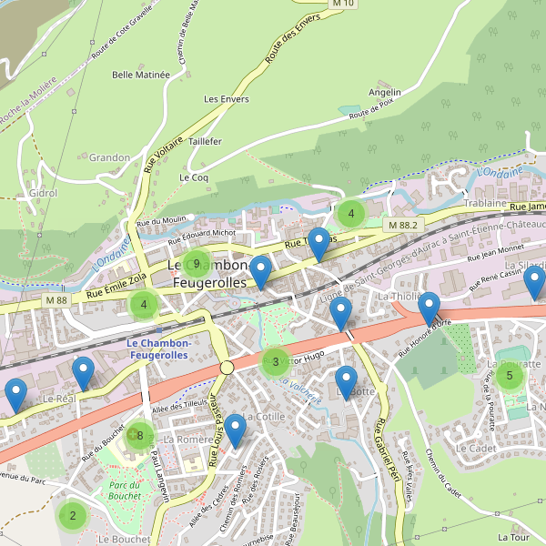Carte des parkings à Le Chambon-Feugerolles Thumbnail