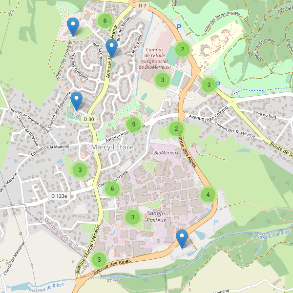 Carte des parkings à Marcy-l'Étoile (Rhône) Thumbnail