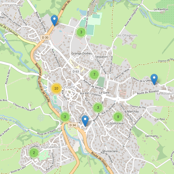 Carte des parkings à Mornant (Rhône) Thumbnail
