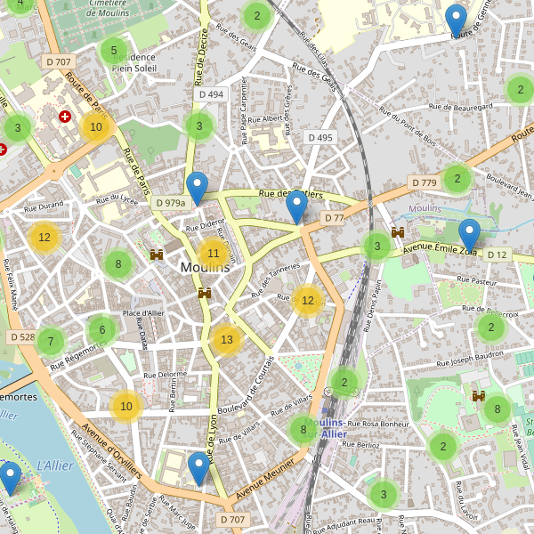 Thumbnail Carte des parkings à Moulins (Allier)