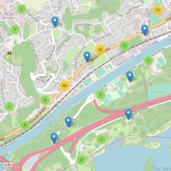 Carte des parkings à Neyron Thumbnail