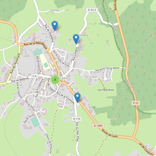 Carte des parkings à Noirétable Thumbnail