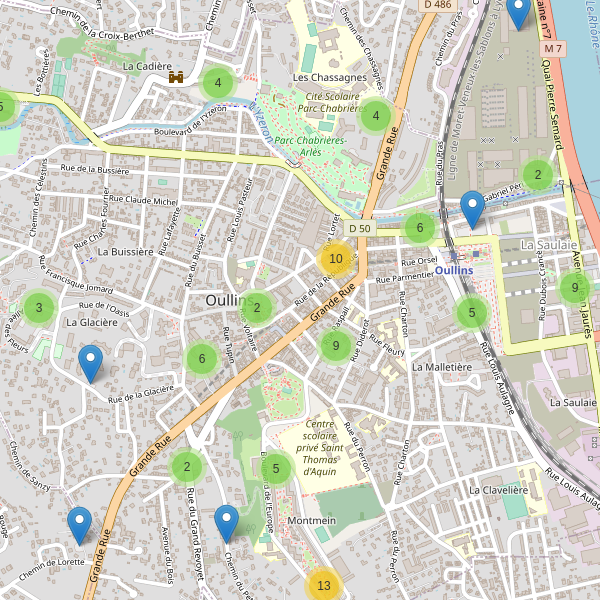 Carte des parkings à Oullins (Métropole de Lyon) Thumbnail