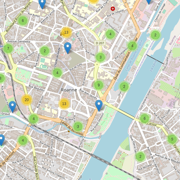 Carte des parkings à Roanne Thumbnail