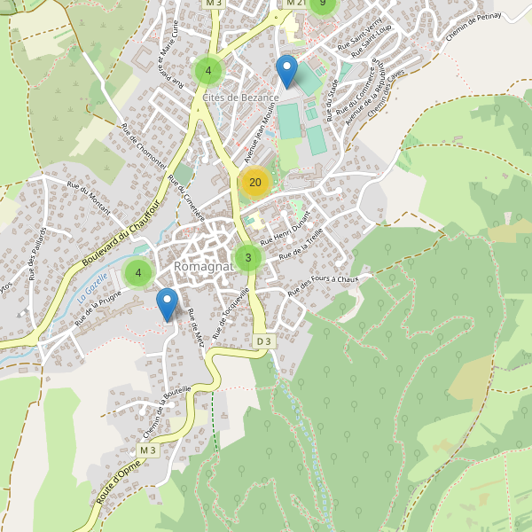 Carte des parkings à Romagnat Thumbnail