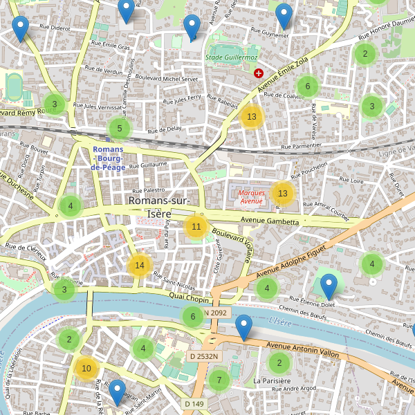 Carte des parkings à Romans-sur-Isère Thumbnail