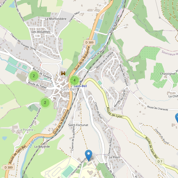Carte des parkings à Sain-Bel (Rhône) Thumbnail