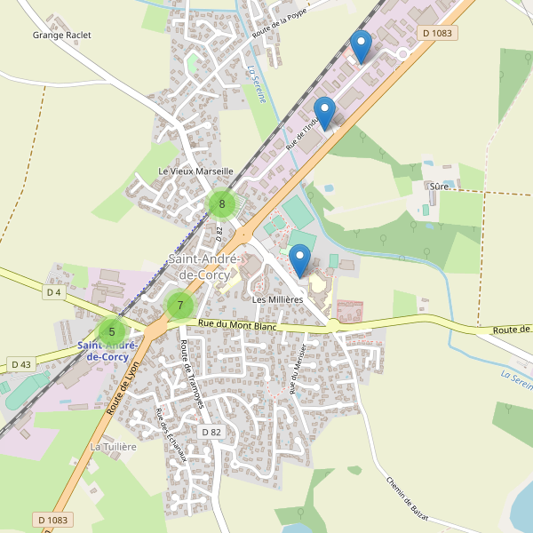 Carte des parkings à Saint-André-de-Corcy Thumbnail