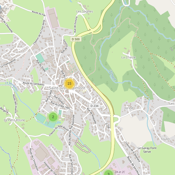 Carte des parkings à Saint-Just-Malmont Thumbnail