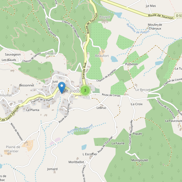 Carte des parkings à Saint-Victor (Ardèche) Thumbnail