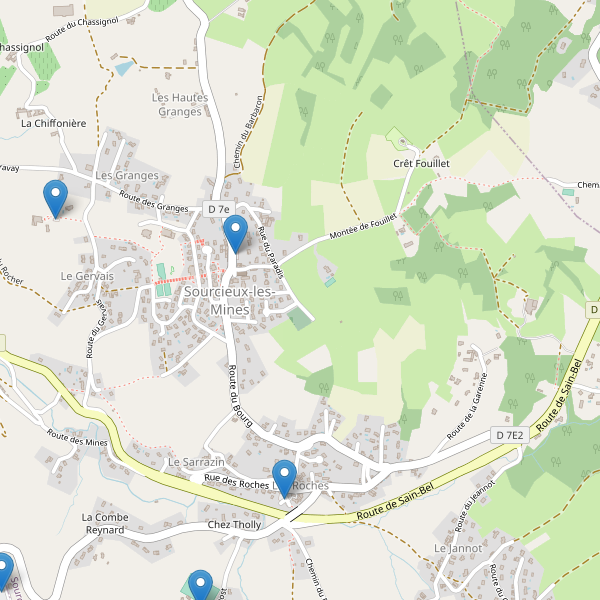 Carte des parkings à Sourcieux-les-Mines (Rhône) Thumbnail