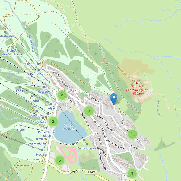 Carte des parkings à Super Besse Thumbnail