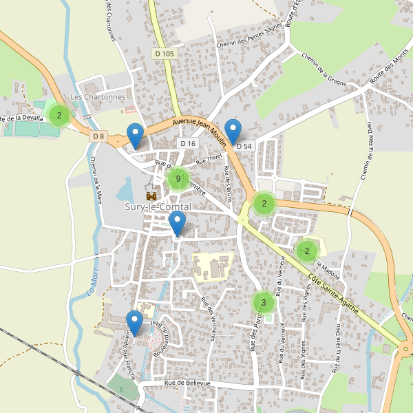 Carte des parkings à Sury-le-Comtal Thumbnail