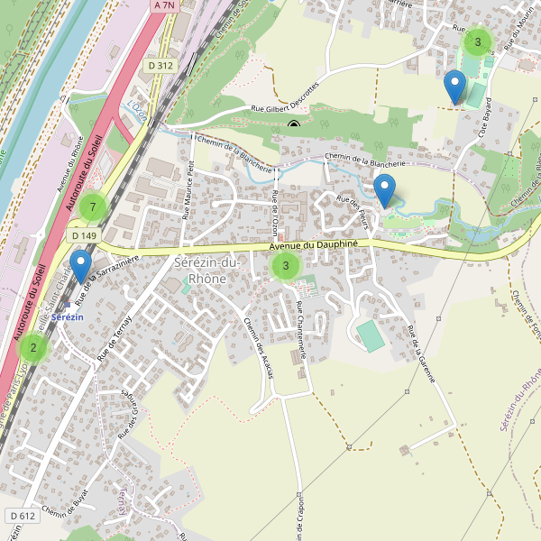 Carte des parkings à Sérézin-du-Rhône (Rhône) Thumbnail