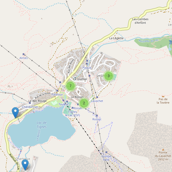 Carte des parkings à Tignes Thumbnail