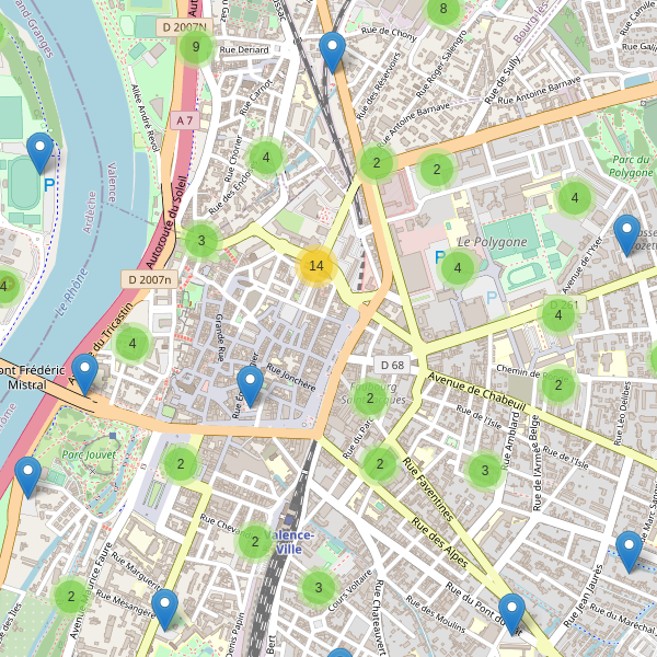 Thumbnail Carte des parkings à Valence (Drôme)