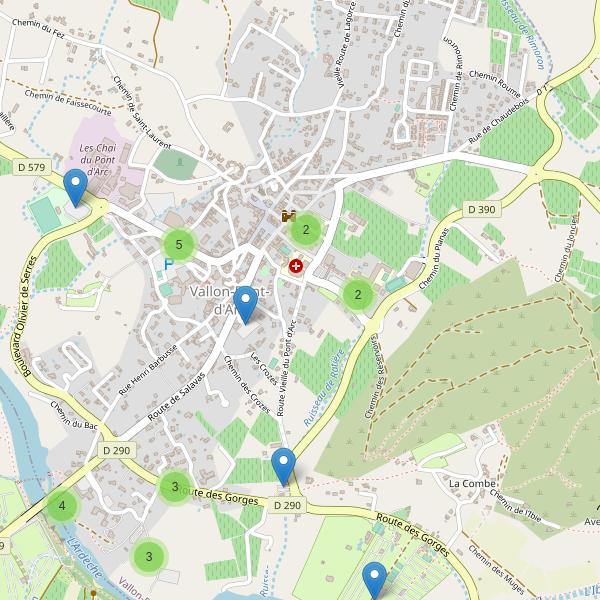 Carte des parkings à Vallon-Pont-d'Arc Thumbnail