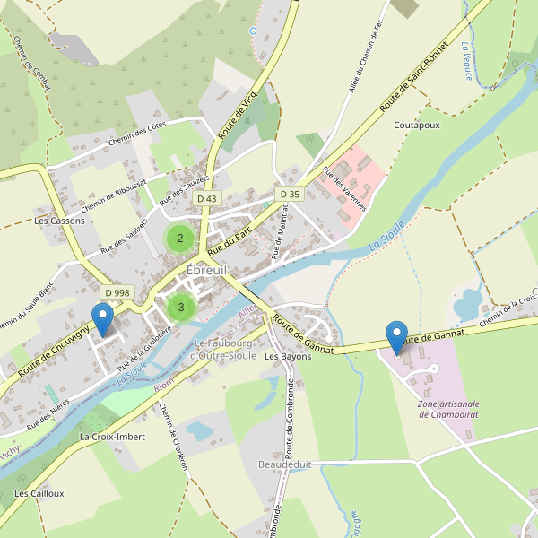 Carte des parkings à Ébreuil Thumbnail