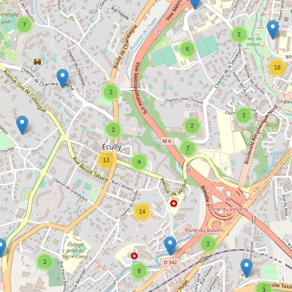 Carte des parkings à Écully (Métropole de Lyon) Thumbnail