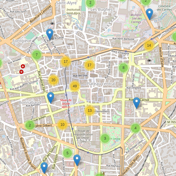 Thumbnail Carte des restaurants à Clermont-Ferrand