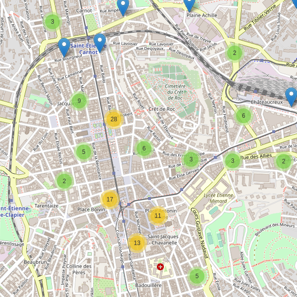 Thumbnail Carte des restaurants à Saint-Étienne (Loire)