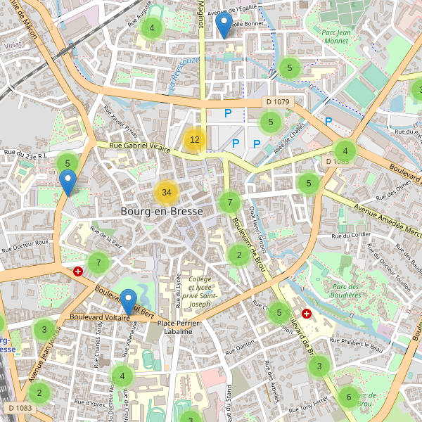 Carte des stationnement-velos à Bourg-en-Bresse Thumbnail