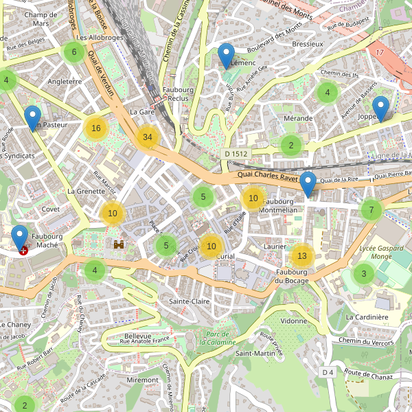 Carte des stationnement-velos à Chambéry Thumbnail