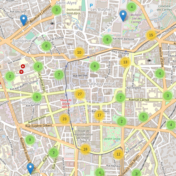 Carte des stationnement-velos à Clermont-Ferrand Thumbnail