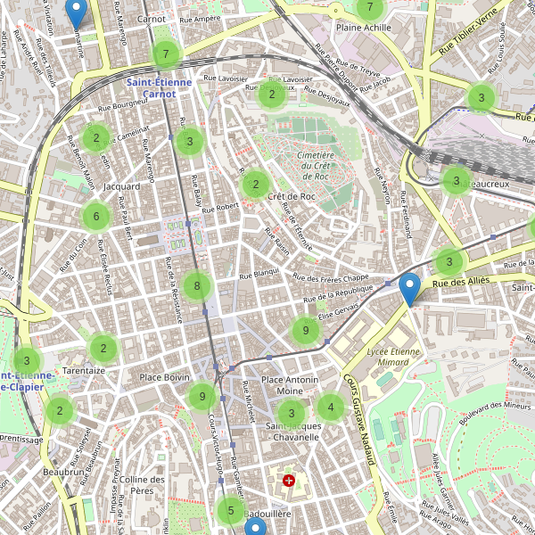 Carte des stationnement-velos à Saint-Étienne (Loire) Thumbnail