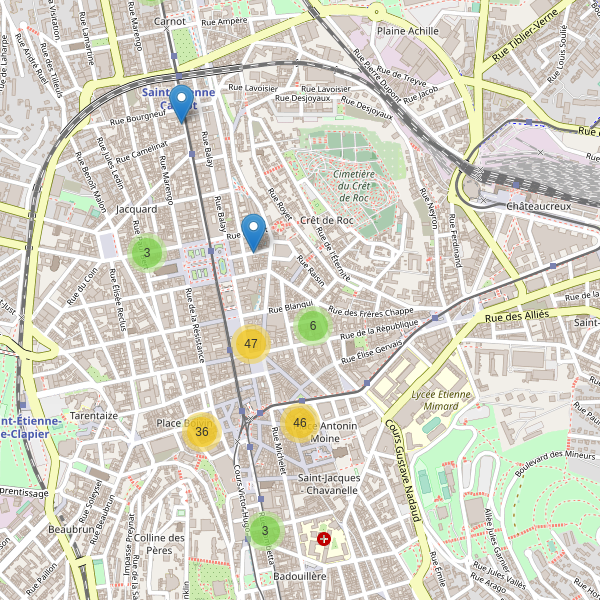 Carte des vetements à Saint-Étienne (Loire) Thumbnail