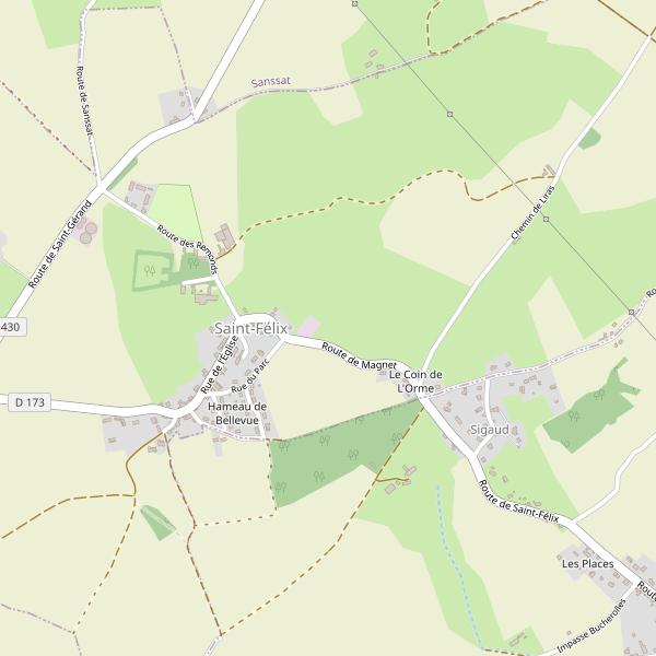 Carte des stations-autobus à Saint-Félix (Allier) Thumbnail