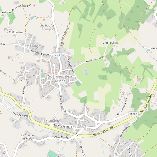 Carte des bedandbreakfast à Sourcieux-les-Mines (Rhône) Thumbnail