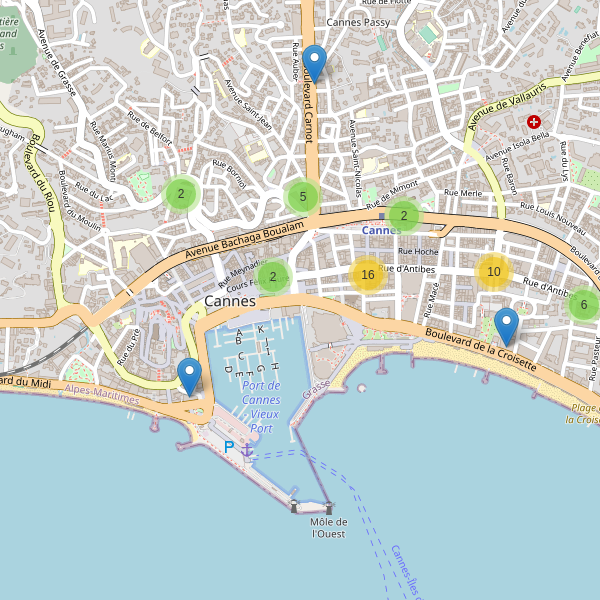 Carte des hotels à Cannes Thumbnail