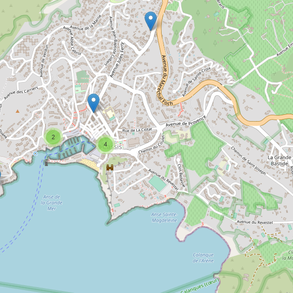 Carte des hotels à Cassis Thumbnail